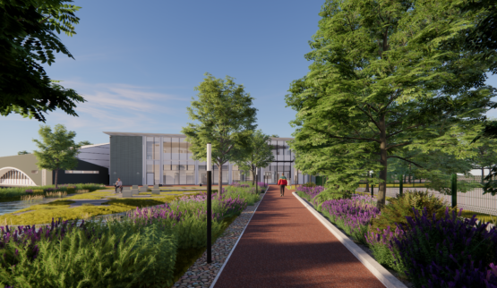 Artists impression of Leicester College's aeronautical and space training centre